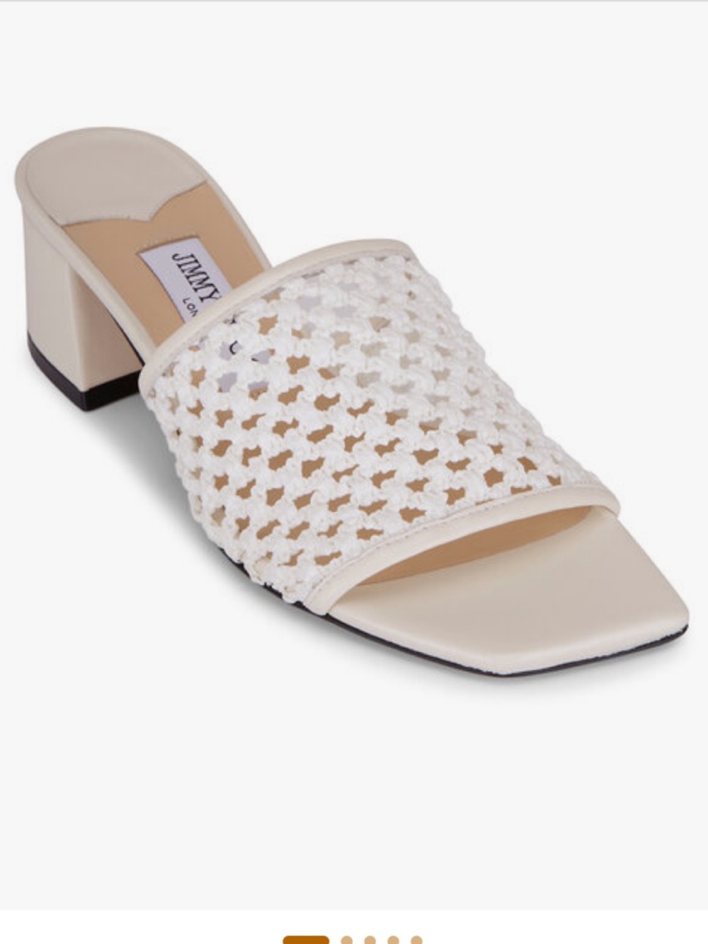 JIMMY CHOO White Themis Raffia Sandals Mules Woven Leather Slides
